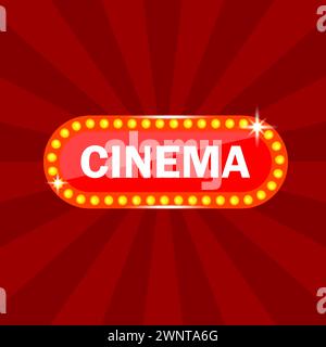 Retro realistic ad banner with cinema light. 3d realistic banner. Vector illustration. Eps 10. Stock image. Stock Vector