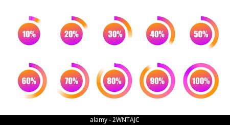 Set of circular progress bar icons. Timer icon. Good for download display. Flat element indicator. Vector illustration. Stock image. Eps 10. Stock Vector