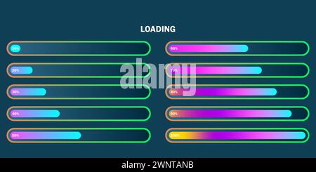 Colorful loading bar set. Modern web element collection. Vector illustration. Eps 10. Stock image. Stock Vector