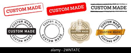 custom made rectangle and circle stamp label sticker special customized Stock Vector