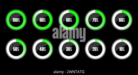 Set of circular progress bar icons. Timer icon. Good for download display. Flat element indicator. Vector illustration. Stock image. Eps 10. Stock Vector