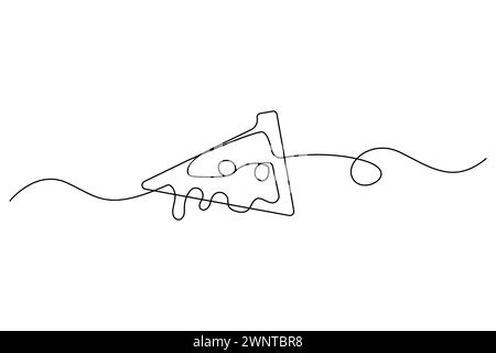 One continuous line pizza. Restaurant food pizzeria icon single line drawing. Vector illustration. Eps 10. Stock image. Stock Vector