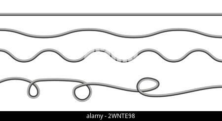 Electric wires, power cables in black plastic tubes. Vector illustration. EPS 10. Stock image. Stock Vector
