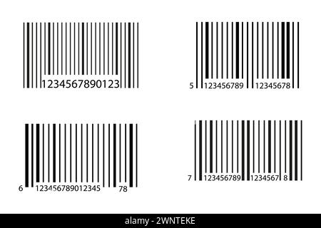 Simple bar code set. Universal product scan code icon. Vector illustration. EPS 10. Stock image. Stock Vector