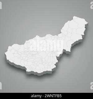 3d isometric map of Granada is a province of Spain with borders municipalities Stock Vector