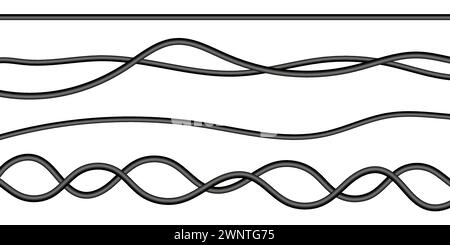 Realistic electrical wires. Flexible thick network cord. Computer connection wires. Cable power energy. Vector illustration. EPS 10. Stock image. Stock Vector