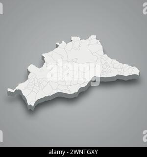 3d isometric map of Malaga is a province of Spain with borders municipalities Stock Vector