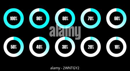 Set of circular progress bar icons. Timer icon. Good for download display. Flat element indicator. Vector illustration. Stock image. Eps 10. Stock Vector