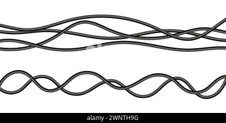 Realistic electrical wires. Flexible thick network cord. Computer connection wires. Cable power energy. Vector illustration. EPS 10. Stock image. Stock Vector
