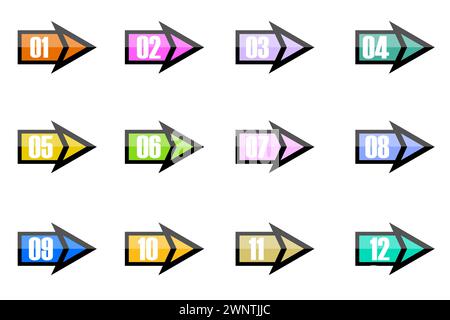 Direction number bullet points. Vector illustration. EPS 10. Stock image. Stock Vector