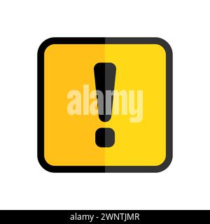 Warning message. Exclamation mark icon. Exclamation symbol in square. Caution symbol. Vector illustration. stock image. EPS 10. Stock Vector