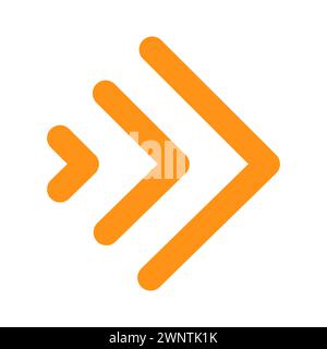 orange arrows icon. Fast forward right arrowhead. Vector illustration. EPS 10. stock image. Stock Vector