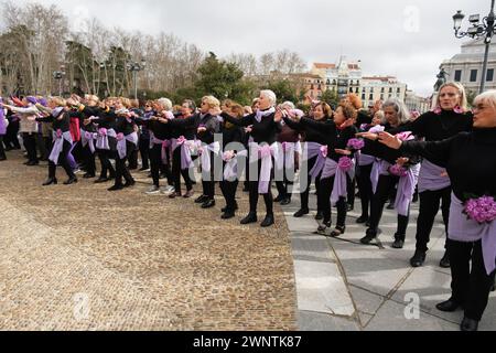 Madrid, Spain. 04th Mar, 2024. Women demand equality with a 'flashmob' in front of the Royal Palace on the occasion of International Women's Day, next Friday, March 8, March 4, 2024, in Madrid, Spain. (Photo by Oscar Gonzalez/Sipa USA) (Photo by Oscar Gonzalez/Sipa USA) Credit: Sipa USA/Alamy Live News Stock Photo