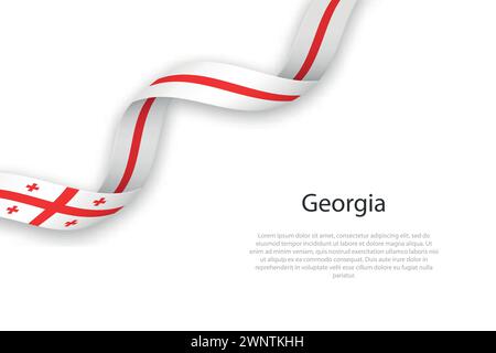 Waving ribbon with flag of Georgia. Template for independence day poster design Stock Vector