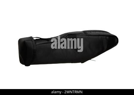 Modern spyglass. Long-range observation device. Monocular isolate on a white background. Stock Photo