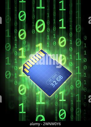 Binary code black and white background with digits on screen. Algorithm ...
