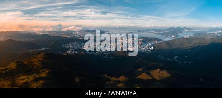 Panoramic aerial photo over Hong Kong Stock Photo