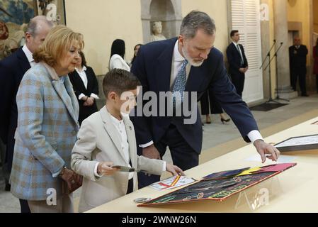 Madrid, Spain. 04th Mar, 2024. Spanish King Felipe VI during the audience to the winners of the 41y42 th edition of the contest ' ¿Qué es un Rey para tí? ' in Madrid on Monday, 4 March 2024. Credit: CORDON PRESS/Alamy Live News Stock Photo