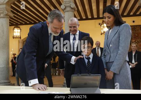 Madrid, Spain. 04th Mar, 2024. Spanish King Felipe VI during the audience to the winners of the 41y42 th edition of the contest ' ¿Qué es un Rey para tí? ' in Madrid on Monday, 4 March 2024. Credit: CORDON PRESS/Alamy Live News Stock Photo