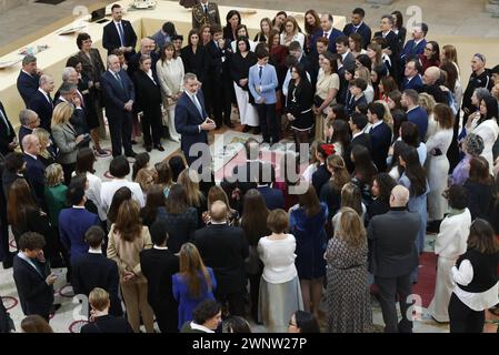 Madrid, Spain. 04th Mar, 2024. Spanish King Felipe VI during the audience to the winners of the 41y42 th edition of the contest ' ¿Qué es un Rey para tí? ' in Madrid on Monday, 4 March 2024. Credit: CORDON PRESS/Alamy Live News Stock Photo