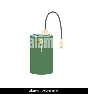 Power bank isolated on white background. Device for charge. Vector flat illustration. Stock Vector