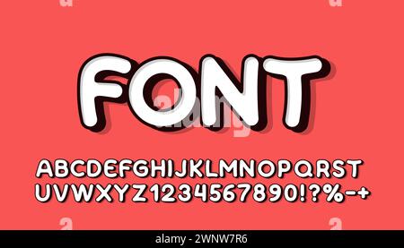 Style fun font. English alphabet and numbers sign. Vector Stock Vector
