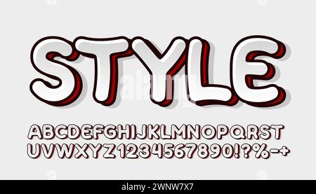 Style fun font. English alphabet and numbers sign. Vector Stock Vector