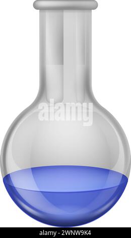 Chemical liquid in laboratory flask icon vector. Chemistry science ...