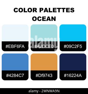 Table color shades. Fashion Trend Color guide palette 2024 - 2025. An example of a color palette vector. Color palette for fashion designers, fashion. Stock Vector