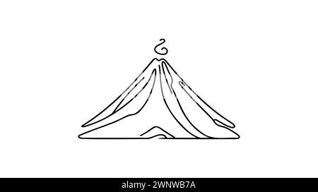 Magma Line Vector Erupting volcano in one line on a white background. Graphic ...