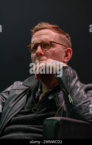 Laurence Fox and Calvin Robinson reunite and talk at event hosted by David Vance and Peter Mcilvenna, Stock Photo