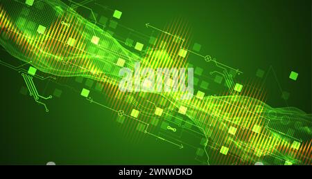 Wireframe Big Data concept. Abstract digital futuristic vector illustration on technology background. Data mining and management concept. Hand drawn a Stock Vector