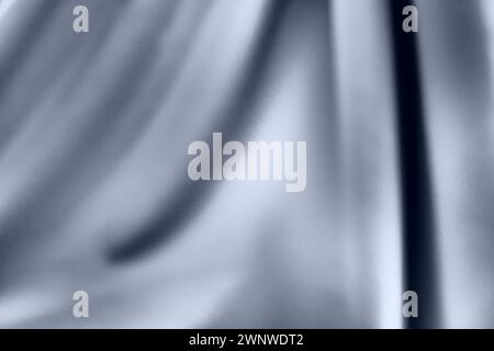 Waves on the curtain from top to bottom. Hanging fabric with a gentle play and gradient. Increased graininess. Gray background. Black and white Stock Photo