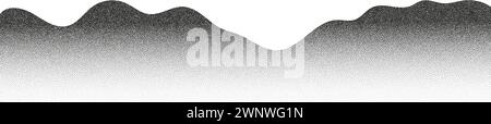 Black noise dots, a sand grain effect.Grayscale vector halftone dots background with a fading dot effect, resembling a abstract mountain landscape. Stock Vector