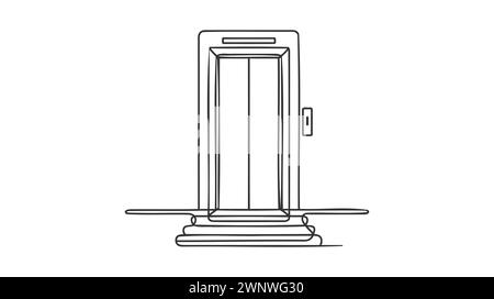 Lift line icon. Continuous one line with curl. Elevator sign ...