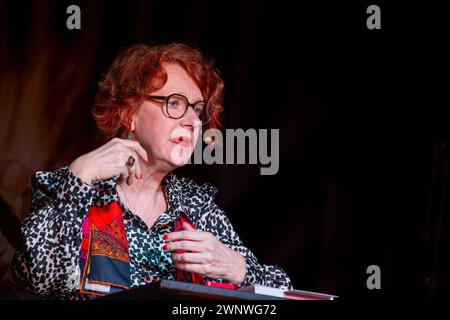 March 02, 2024, Neustadt an der Weinstraße: Political scientist and publicist Prof. Dr Ulrike Guerot in a lecture followed by a panel discussion Stock Photo