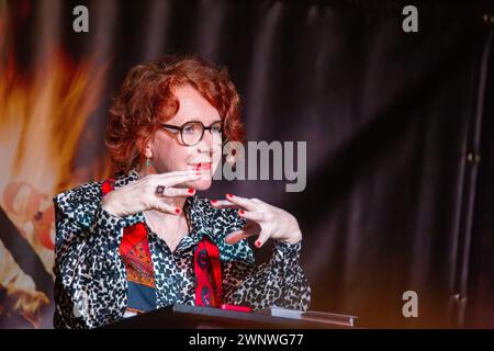 March 02, 2024, Neustadt an der Weinstraße: Political scientist and publicist Prof. Dr Ulrike Guerot in a lecture followed by a panel discussion Stock Photo