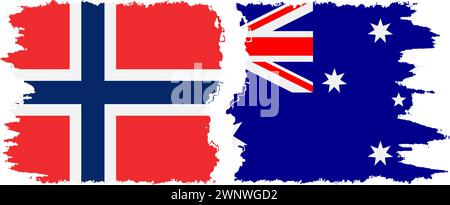 Australia and Norwegian grunge flags connection, vector Stock Vector