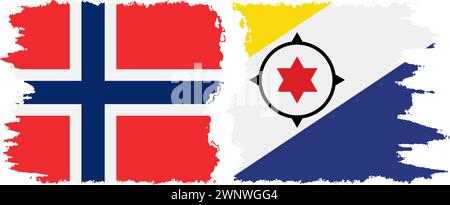 Bonaire and Norwegian grunge flags connection, vector Stock Vector