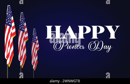 Happy Pioneer Day Stylish Text illustration Design Stock Vector