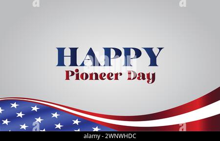 Happy Pioneer Day Stylish Text illustration Design Stock Vector