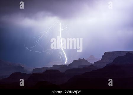 Lightning storm over Grand Canyon National Park, Arizona, USA Stock Photo