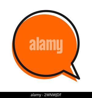 Orange Speech Bubble With Black Outline Frame Stock Vector