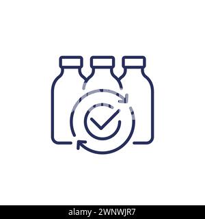 plastic bottles recycling line icon on white Stock Vector