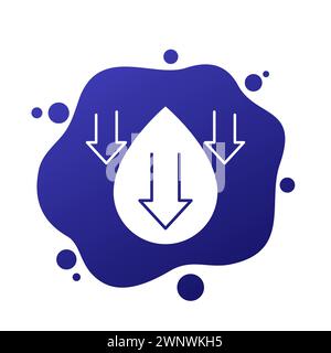 low water level icon with a drop and arrows Stock Vector