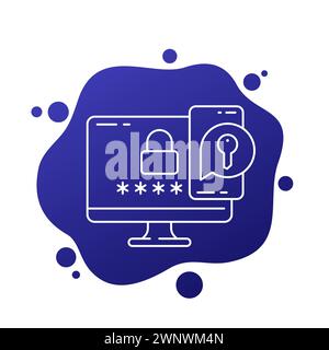 two factor authentication line icon, vector Stock Vector