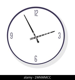 Minimal White Round Analog Wall Clock Illustration Stock Vector