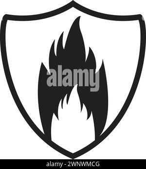 Fire Resistant icon, Fire protection, fire shield, Fire Security icon, Fire extinguishing system, Fire Prevent sign Stock Vector