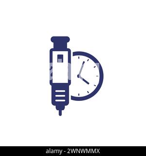insulin injection time icon on white Stock Vector