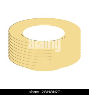 Dish, Empty plate with knife and fork  isolated on a white background. Plate circle icon with long shadow. Flat design style. Stock Vector